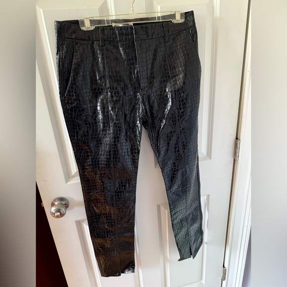 Zara Black Croc-Embossed Pants - Picture 2 of 4